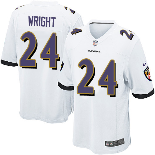 Men's Game Shareece Wright Nike Jersey White Road - #24 NFL Baltimore Ravens